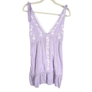 Jessica Simpson Embroidered Babydoll Dress Size Small Lavender Boho Mini